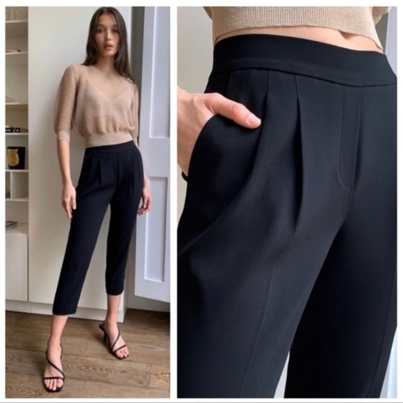 Babaton Pants - Babaton (Aritzia) Women’s Preppy Black Cohen Pleated Cropped Pants Size 10